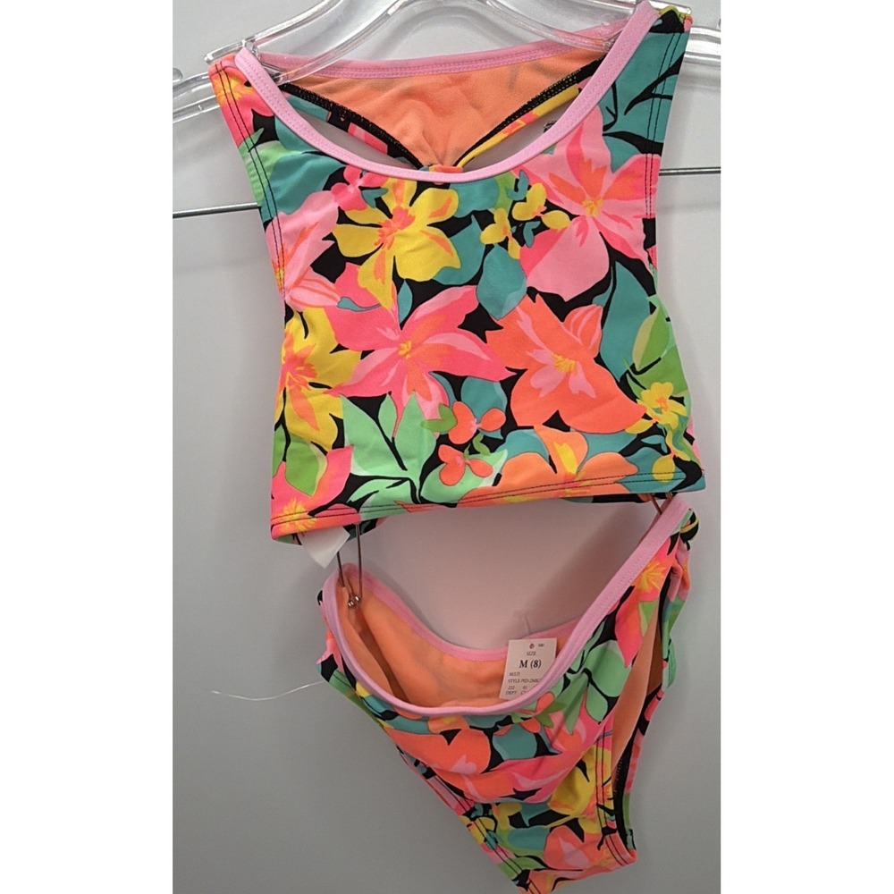 Cat and Jack Girls Floral 2 Piece Bikini Set Size MEDIUM 8 New with Tags - Picture 3 of 15